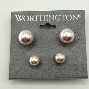Worthington Light Pink Pearl Stud Earrings Classic Pearl Studs Feminine Jewelry